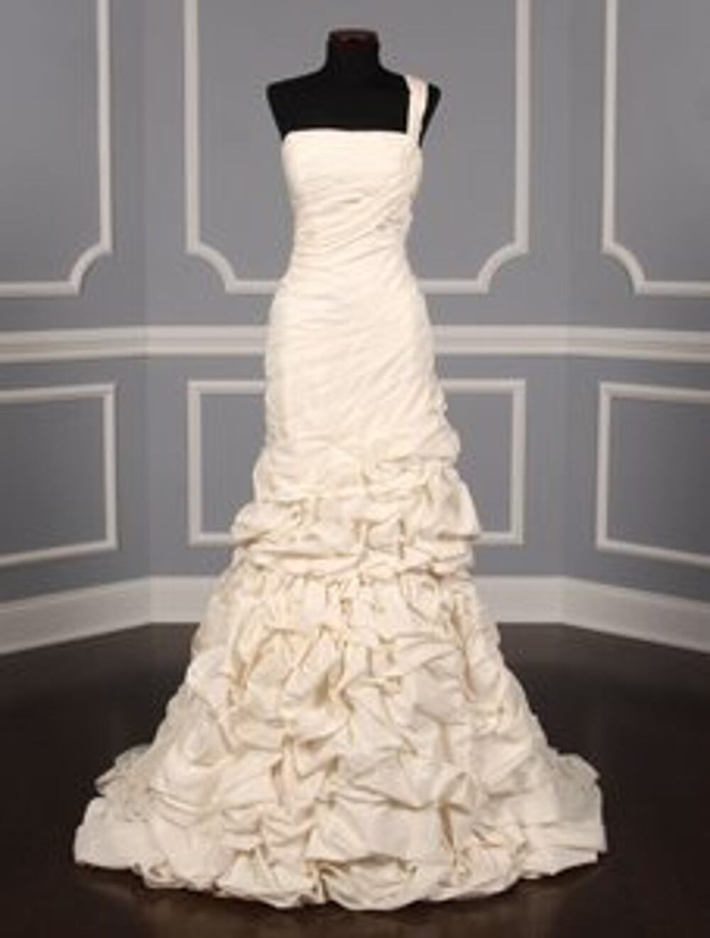 ST. PUCCHI Adeline Z316 Mermaid Trumpet One Shoulder Ivory Silk Wedding Dress 6
